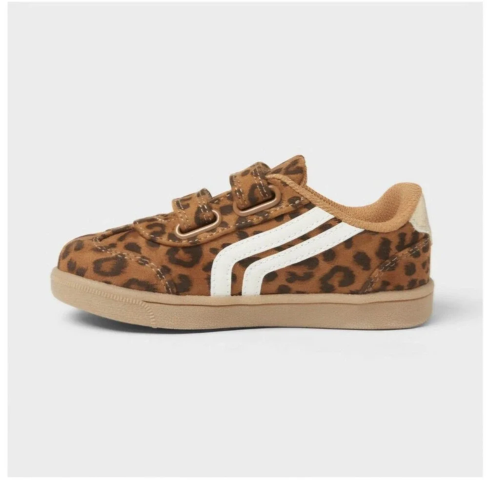 Cat & Jack Toddler Dakota Retro Court Leopard Print Low Top Sneaker Brown